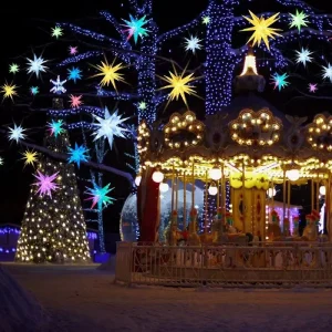 Large Moravian Star Outdoor Light with App & Remote Control Rechargeable Hanging Diwali Light for Christmas Holiday Decoration