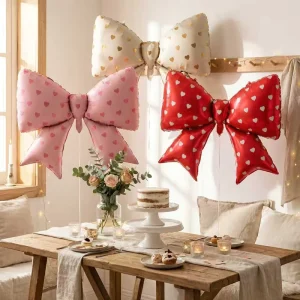Large Multi Color Polka Dot Heart Matte Bow Balloons for Baby Shower Birthday Party Decoration Balloons