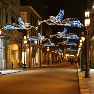 Large Outdoor Christmas Light Arch Across Street for Carnival Festival Motif Light