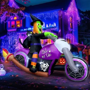 Large Outdoor Inflatable Lighted Halloween Witch Decoration