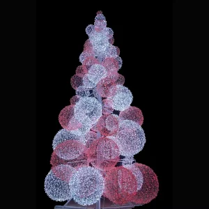 Large Outdoor LED Christmas Ball Tree Sculpture 3m Height Waterproof IP44 CRI95 2700K Warm White Metal Frame Lighting