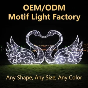 Large Outdoor Waterproof Multi Color LED Swan Light Christmas & Halloween Decoration 2D 3D Street Lighting Landscape IP65 Rating