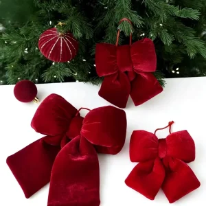 Large Red Bow Knot Christmas Tree Ornament and Hanging Wreath Garland Decoration