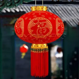 Large Red Lantern Pendant Light Chinese Style Outdoor Balcony Entrance Party Banner Decor