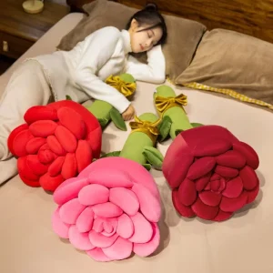 Large Rose Flower Shaped Plush Pillow Long Sleeping Hug Doll Soft Stuffed Toy Valentine Gift for Girls