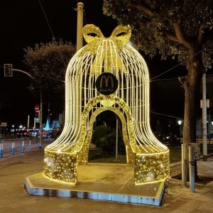 Large-Scale American Style Golden Bell-Shaped Light Archway Outdoor Commercial Districts Christmas Party Gathering Lighting