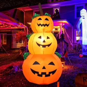 Large Size Halloween Pumpkin Inflatable 1.5m Pumpkin Ghost Halloween Balloon Decoration Atmosphere Decoration Inflatable Model