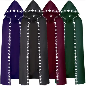 Large Size Medieval Renaissance 5 color Cosplay Performance Costume Halloween Cape with Hat