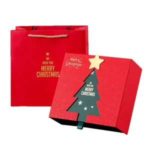 Large Size Red Christmas Clamshell Gift Box Luxury Two-Door Double Open Cardboard Gift Box for Christmas Eve Present
