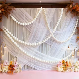 Large White Pearl String PE Material Birthday Wedding Party Pearl String Pendant
