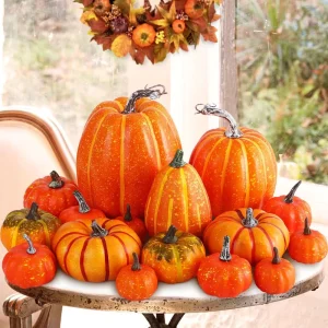 Large and Small Outdoor Artificial Foam Pumpkins for Halloween Thanksgiving Christmas Easter Graduation Decorations