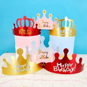 Laser Gold Foil Folding Crown Birthday Party Hat for Children & Adults Internet Popular