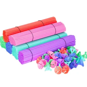 Latex Balloon Holder 27 CM White and Assorted Colors Balloon Stick and Cup Party Decoration