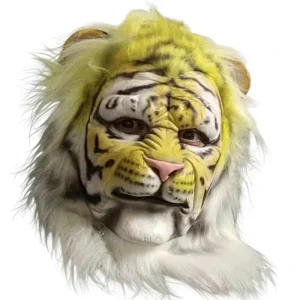 Latex Classic Halloween Funny Animal Mask Horror Masquerade Tiger Head One Size Fits All Full Face 4 Color Printed