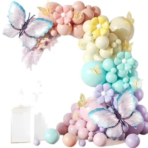 Latex Wedding Decoration Party Arch Backdrop Stand Balloon Kit for Christmas Halloween Valentine’s Day with Bow Flowers
