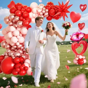 Latex Wedding Decoration Party Arch Balloons Kit with Bow Flowers for Christmas Halloween Valentine’s Day Festivities