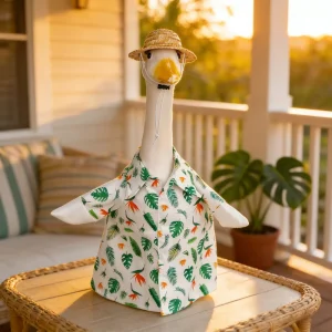 Lawn Goose Clothes Summer Hawaiian Shirt Goose Outfit for 23in Cement Goose Statue Beach Outdoor Patio Yard Lawn Art Decoration