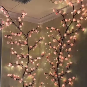 Led Flexible Rattan Light String Artificial Cherry Blossom Branch for Home Wall Wedding Party Festival Decor Fairy Night Lamp