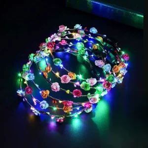 Led Light up Glowing Garland Wedding Party Flower Headband Wreath Decoration Luminous Hair Garlands Hairband