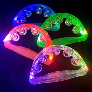 Led Light up Musical Wedding Tambourine Led Rattle 7 Colors Handheld Percussion Instrument Nightclub Supplies for Party Gifts
