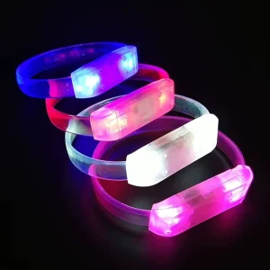 Led Luminous Bracelet with Transparent Square TPU Wrist Strap Music Sensor Voice Control & Flash Dynamic for Concerts Parties
