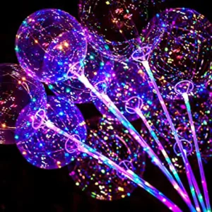 Led Party Bobo Balloon Set Bulk Colorful Light Bobo Ballons for Christmas Decorations Wedding with Flash Handle Stick