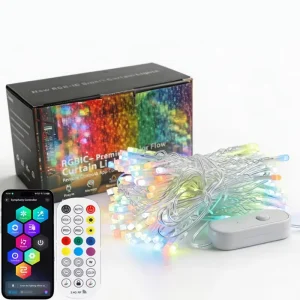 Led Smart Curtain Light 3*3M RGBIC APP Control Outdoor Christmas Fairy String Icicle Light Festive Party Wedding Wall Decoration