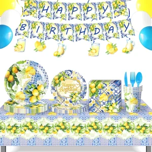 Lemon Birthday Theme Tableware Party Supplies Decor Fresh Fruit Family Dinner Paper Plates Cups Napkin Tablecloth Balloon Banner