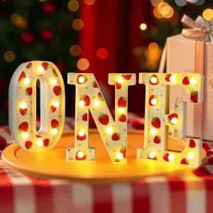 Letter ONE Style LED Glowing Plastic Battery Powered Letter Lights Birthday Party Decorative Festive Lighting