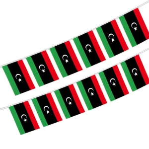 Libya Libyan Polyester Rectangle Bunting String Flag for All Weather Banner