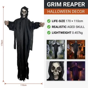 Life Size 170cm Grim Reaper Prop Weathered Skull Giant Claw Hands 0.45kg Lightweight Triple the Scare Factor