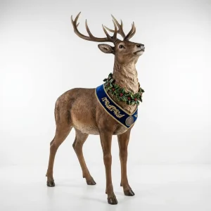 Life Size Christmas Reindeer Resin Statue Outdoor Garden Decoration Hand Painted Realistic Holiday Yard Ornament Craft