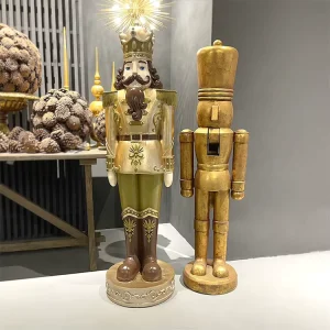 Life Size Large Big Figurine Antiques Christmas Decorations Golden Nutcracker Soldier Resin Crafts