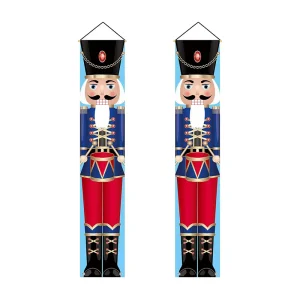 Life Size Soldier Nutcracker Christmas Decorations Kids Party Exterior Garden Banner for Front Door Promotional Flags Banners