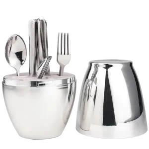 Light Luxury Gold Inlay 24 Piece Stainless Steel Dinnerware Set Spoon Fork Knife Chopsticks Sustainable Portable Reusable