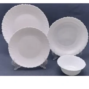 Light Weight Heat Resistant 24PC Opal Glassware Sets Stackable Opal Glass Bowl Plate Tableware Combo for Kitchen