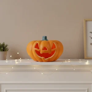 Light up Lantern Plastic Funny Halloween Pumpkin With Handle Lid Indoor Outdoor Festival Party Decoration Supply