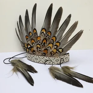 Lightweight Adjustable Handcrafted Bohemian Feather Headbands Hat for Music Festivals & Costumes