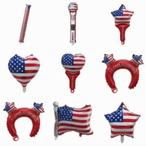 Lightweight Inflatable Ornaments Assorted USA Flag Shaped Independence Day Themed Inflatable Balloons for Party Gift