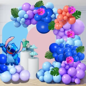 Lilo and Stitch Decoration Garland Arch Kit Include Blue and Light Purple Balloons Stitch Foil Mylar Balloons