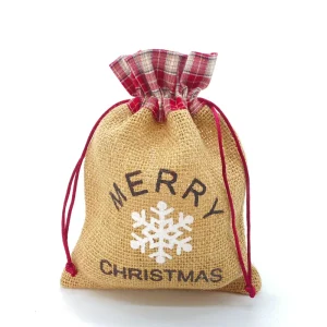 Linen Fabric Gift Bag Hot Stamping Christmas Packaging Printing Supplies Holiday Decor