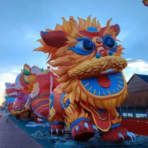 Lion Dancing Decorative Paper Lantern Chinese Festival Lantern for Christmas New Year Giant Outdoor Silk Lanterns