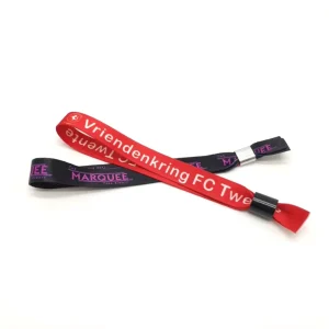 Logo Embossed Eco Friendly Square Antique Imitation Polyester Woven Colorful Wristbands for Concerts Car Promotional