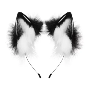 Lolita Fashion Plush Hand-made Unisex Wolf Ear Headband Anime Cosplay Costume Halloween Cosplay Hair Accessories