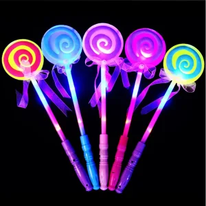 Lollipop Design LED Flashing Stick with Ribbon LED Light Wand for Kids Birthday Toy Gift Neon Party Supplies