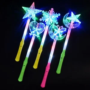 Love Heart Snowflake LED Flashing Light Up Star Wand Toys LED Magic Wand for Girl Princess Children Kids