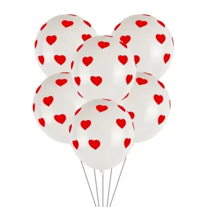 Love Print 12 Inch 2.8g 100pcs Red White Heart Latex Balloon Set Wedding Valentine’s Day Birthday Party Decoration