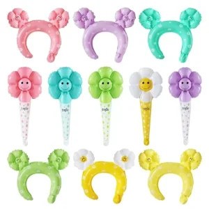 Lovely Daisy Shape Headband Foil Balloon Daisy Flower Hand Sticks Clappers for Party Supplies Kids Birthday Gifts
