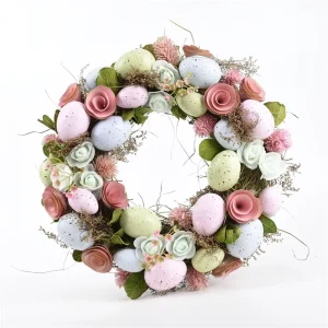 Low Price Strawgrass Easter Egg Decoration Farmhouse Decor LED Light Easter Wreath