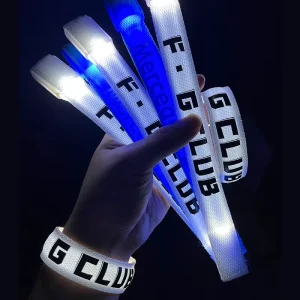 Luminous Fluorescent LED Flash Sports Bracelet for Men and Women Plastic Material Night Run & Party Concert Use